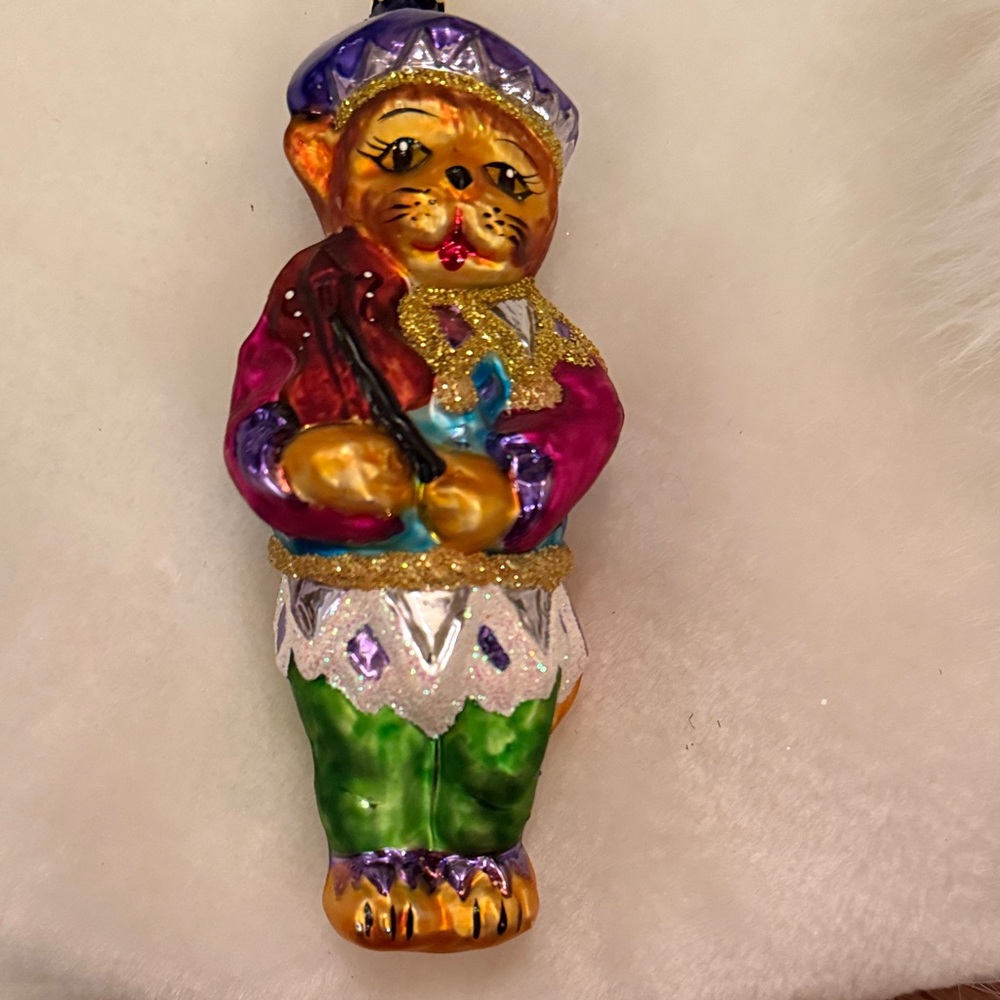 Christopher Radko: “Romeow” Colorful Cat Musician Ornament
